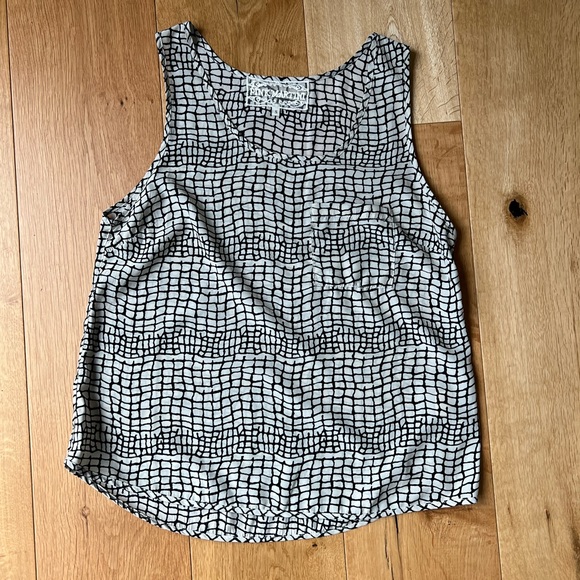 Pink Martini Snake Print Graphic Pocket Tank Top, Black & Off White, Size Small - Picture 1 of 7